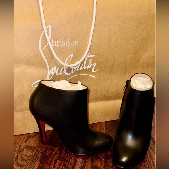 Christian Louboutin Black Heeled Boots with Red Sole (Belle) - Picture 1 of 7